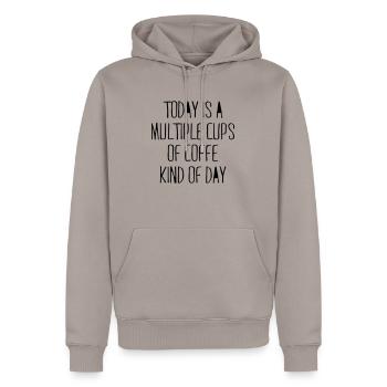 Multiple coffee day - Männer Premium Bio Hoodie - Taupe - Vorne - Nico (187cm)