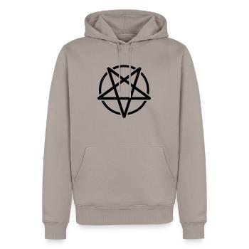 Pentagram - Men’s Premium Organic Hoodie - taupe - Front - Nico (187cm)