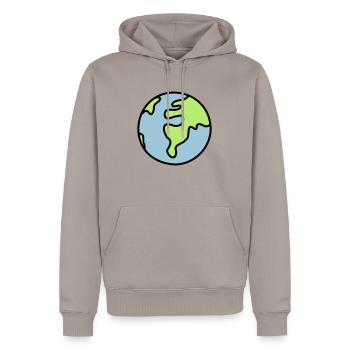 Globus - Welt - Männer Premium Bio Hoodie - Taupe - Vorne - Nico (187cm)