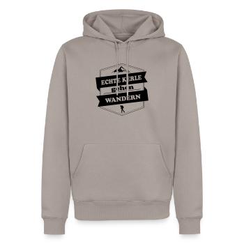 echte kerle gehen wandern - Männer Premium Bio Hoodie - Taupe - Vorne - Nico (187cm)