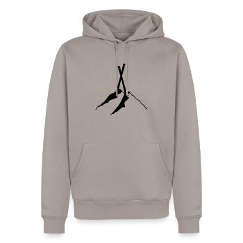 SKI,APRES SKI,SCHNEE,BERGE,FREESKI,TELEMARK,0815 - Männer Premium Bio Hoodie - Taupe - Vorne - Nico (187cm)