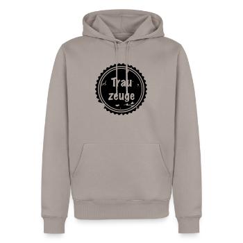 Trauzeuge Badge - Männer Premium Bio Hoodie - Taupe - Vorne - Nico (187cm)