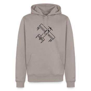 propeller_flugzeug_f1 - Sweat à capuche Premium bio Homme - taupe - Devant - Nico (187cm)