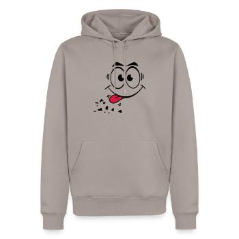 Gesicht Zunge 1 - Männer Premium Bio Hoodie - Taupe - Vorne - Nico (187cm)