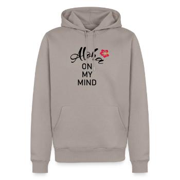 Aloha dans mon - Sweat à capuche Premium bio Homme - taupe - Devant - Nico (187cm)