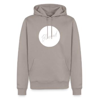 Proverbes chrétiens - Sweat à capuche Premium bio Homme - taupe - Devant - Nico (187cm)