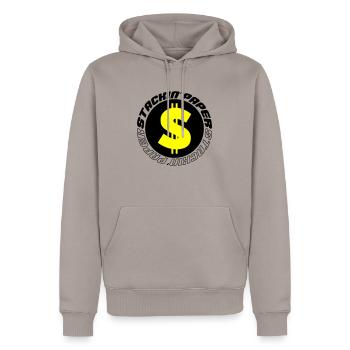 Papier empilé 002 - Sweat à capuche Premium bio Homme - taupe - Devant - Nico (187cm)