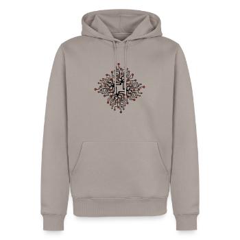 Netzwerk_2f - Männer Premium Bio Hoodie - Taupe - Vorne - Nico (187cm)