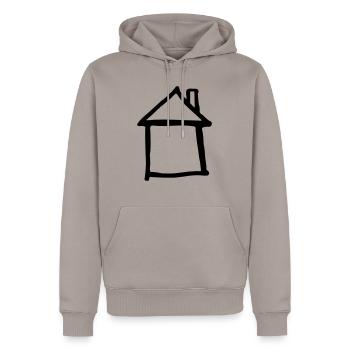 Haus - Männer Premium Bio Hoodie - Taupe - Vorne - Nico (187cm)