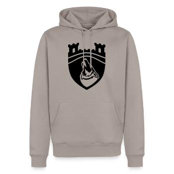 Wappen Wolfsburg modern heulender Wolf Turm - Männer Premium Bio Hoodie - Taupe - Vorne - Nico (187cm)
