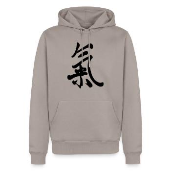 Chi (Qi) - Männer Premium Bio Hoodie - Taupe - Vorne - Nico (187cm)