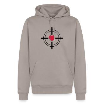 Herz - Männer Premium Bio Hoodie - Taupe - Vorne - Nico (187cm)