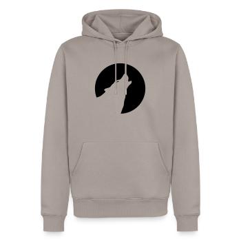 wolf - Men’s Premium Organic Hoodie - taupe - Front - Nico (187cm)