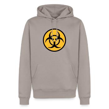 Virus - Men’s Premium Organic Hoodie - taupe - Front - Nico (187cm)