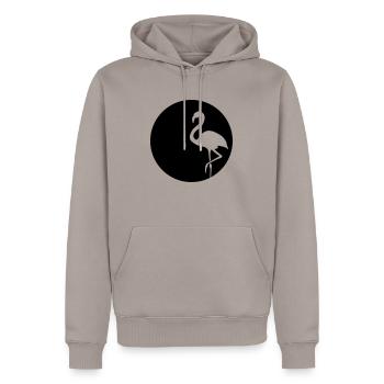 Flamant rose au clair de lune - Sweat à capuche Premium bio Homme - taupe - Devant - Nico (187cm)