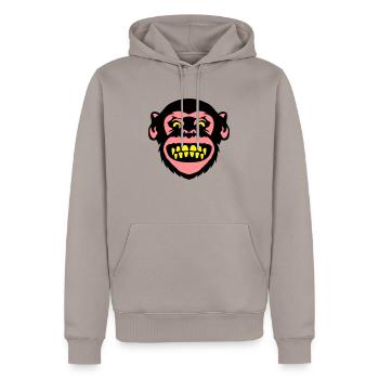 monkey monkey grimace 8 - Men’s Premium Organic Hoodie - taupe - Front - Nico (187cm)