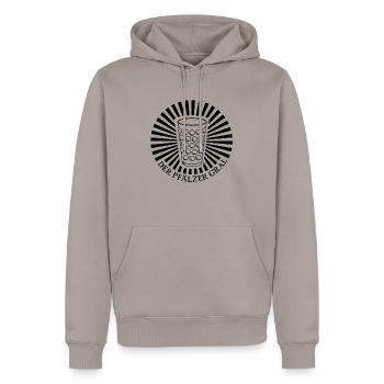 der pfälzer gral - Männer Premium Bio Hoodie - Taupe - Vorne - Nico (187cm)
