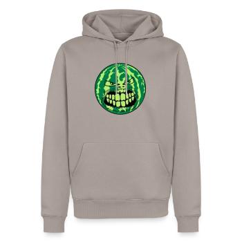 melone wassermelone monster gesicht horror hallowe - Männer Premium Bio Hoodie - Taupe - Vorne - Nico (187cm)