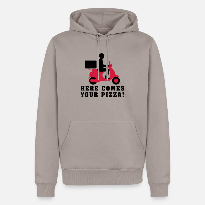pizza_roller_lieferant_072016a_2c - Männer Premium Bio Hoodie - Taupe