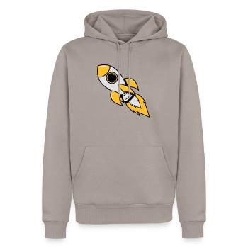 rocket space travel flying - Men’s Premium Organic Hoodie - taupe - Front - Nico (187cm)