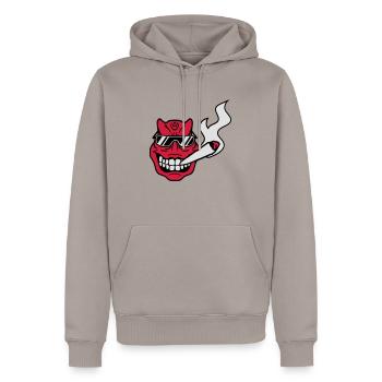 Face head smoking drugs cool joint kiffen cannabis - Men’s Premium Organic Hoodie - taupe - Front - Nico (187cm)