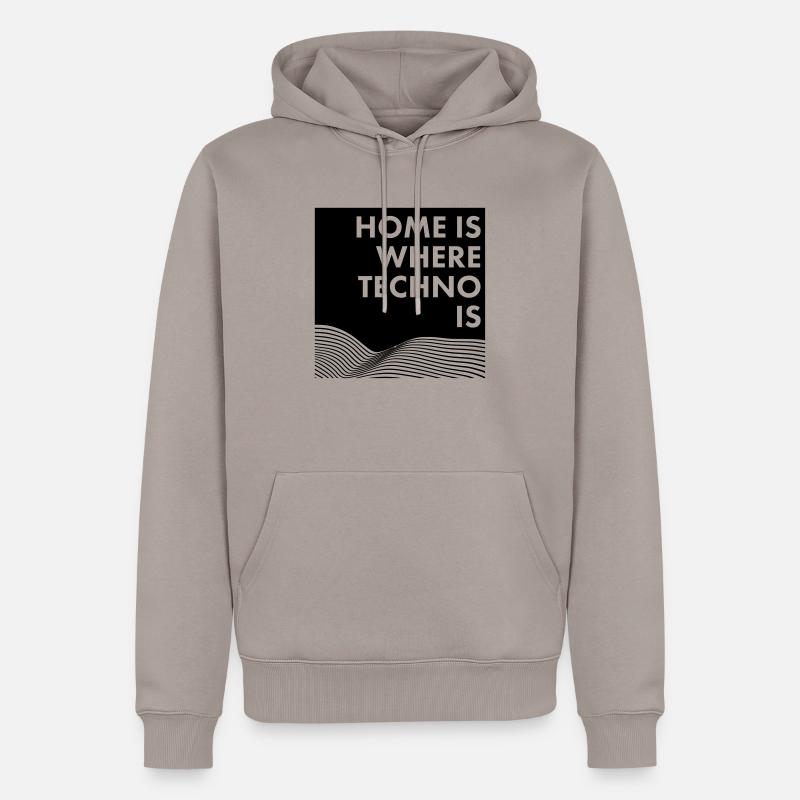 home is where techno is - Männer Premium Bio Hoodie - Taupe