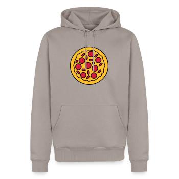 pizza ronde gros dessin animé bande dessinée clipa - Sweat à capuche Premium bio Homme - taupe - Devant - Nico (187cm)