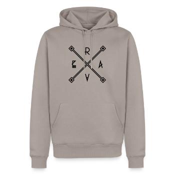 RAVE - Sweat à capuche Premium bio Homme - taupe - Devant - Nico (187cm)