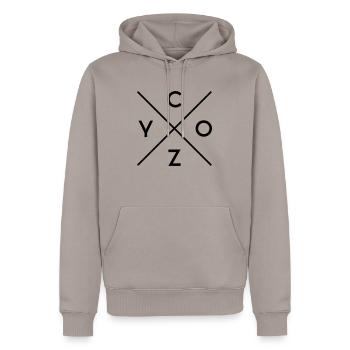 COZY X - Männer Premium Bio Hoodie - Taupe - Vorne - Nico (187cm)