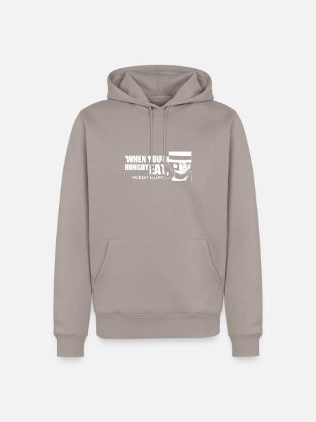 Manga T-Shirt Wenn Sie hungrig sind, essen Sie Spaß - Männer Premium Bio Hoodie - Taupe