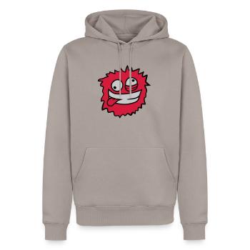 Visage de monstre poilu - Sweat à capuche Premium bio Homme - taupe - Devant - Nico (187cm)