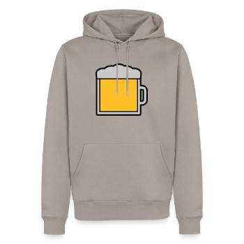 Icon Logo Großes Bierglas - Männer Premium Bio Hoodie - Taupe - Vorne - Nico (187cm)