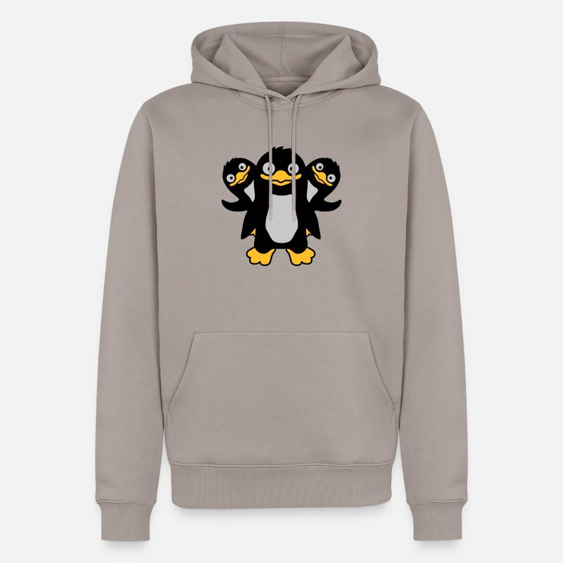 3 lustige Pinguin Freunde - Männer Premium Bio Hoodie - Taupe