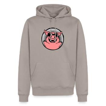 Kreis Cool Sonnenbrille Schwein - Männer Premium Bio Hoodie - Taupe - Vorne - Nico (187cm)