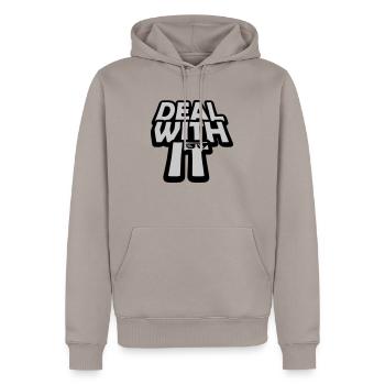 Cool Deal avec elle - Sweat à capuche Premium bio Homme - taupe - Devant - Nico (187cm)