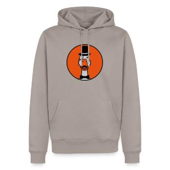 Gans Sir Monokel Brille - Männer Premium Bio Hoodie - Taupe - Vorne - Nico (187cm)