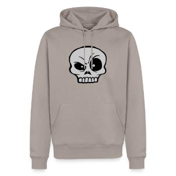 Skeptischer Gesichtsausdruck Schädel Skelett - Männer Premium Bio Hoodie - Taupe - Vorne - Nico (187cm)