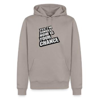 single now your chance - Männer Premium Bio Hoodie - Taupe - Vorne - Nico (187cm)
