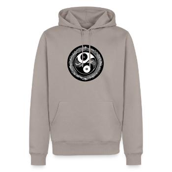 Yin Yang Sign Symbol Peace Happiness Vector 10 - Men’s Premium Organic Hoodie - taupe - Front - Nico (187cm)