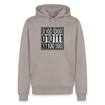 Langage de programme de code binaire - Sweat à capuche Premium bio Homme - taupe - Devant - Nico (187cm)