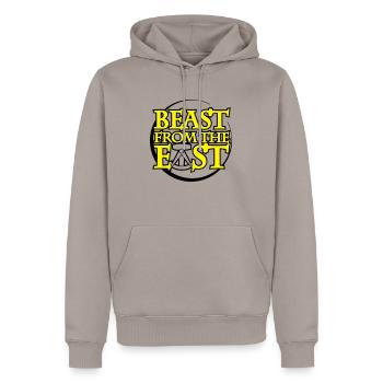 bête de l’est de la RDA née - Sweat à capuche Premium bio Homme - taupe - Devant - Nico (187cm)