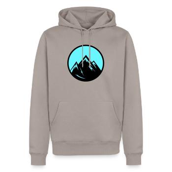 mountains - Männer Premium Bio Hoodie - Taupe - Vorne - Nico (187cm)