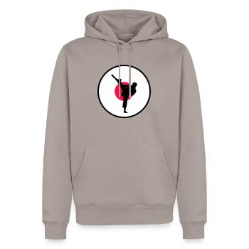 karate japan - Männer Premium Bio Hoodie - Taupe - Vorne - Nico (187cm)
