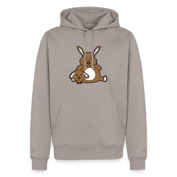 2 Lapins Enfant Papa Maman Doux Deux Gros Petit Gras - Sweat à capuche Premium bio Homme - taupe - Devant - Nico (187cm)