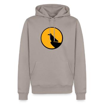 Vogel sitzt Mond nachts Klippe Werwolf heulen Wolf - Männer Premium Bio Hoodie - Taupe - Vorne - Nico (187cm)