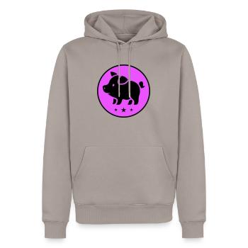 Porc Porcelet Truie - Sweat à capuche Premium bio Homme - taupe - Devant - Nico (187cm)