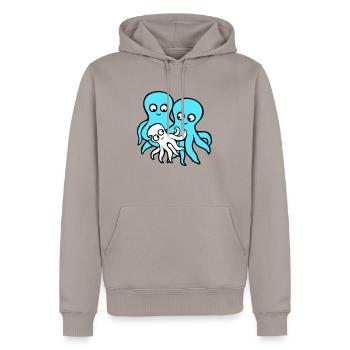 Pieuvre Maman Papa Enfant Bébé Mère Père Famille - Sweat à capuche Premium bio Homme - taupe - Devant - Nico (187cm)
