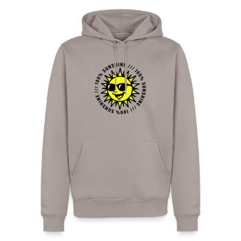 Soleil Soleil Drôle - Sweat à capuche Premium bio Homme - taupe - Devant - Nico (187cm)