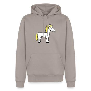 Pferd Süß Pony Fohlen Pferdemädchen Niedlich Comic - Männer Premium Bio Hoodie - Taupe - Vorne - Nico (187cm)