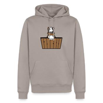 Pferd hinter Zaun versteckt Holz Mauer Stalltür - Männer Premium Bio Hoodie - Taupe - Vorne - Nico (187cm)